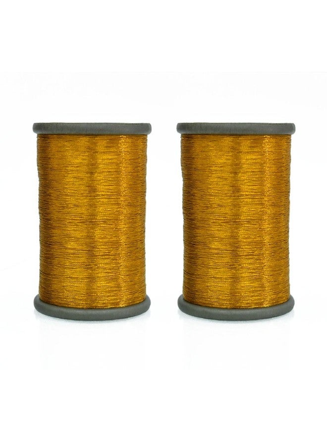 Embroiderymaterial Metallic Zari Thread for Embroidery, Sewing and Jewelry Making, Dark Yellow Golden Color, 0.1MM(Pack of 2 Roll) - Image 1